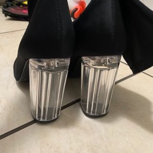 Black Chunky Clear Booties